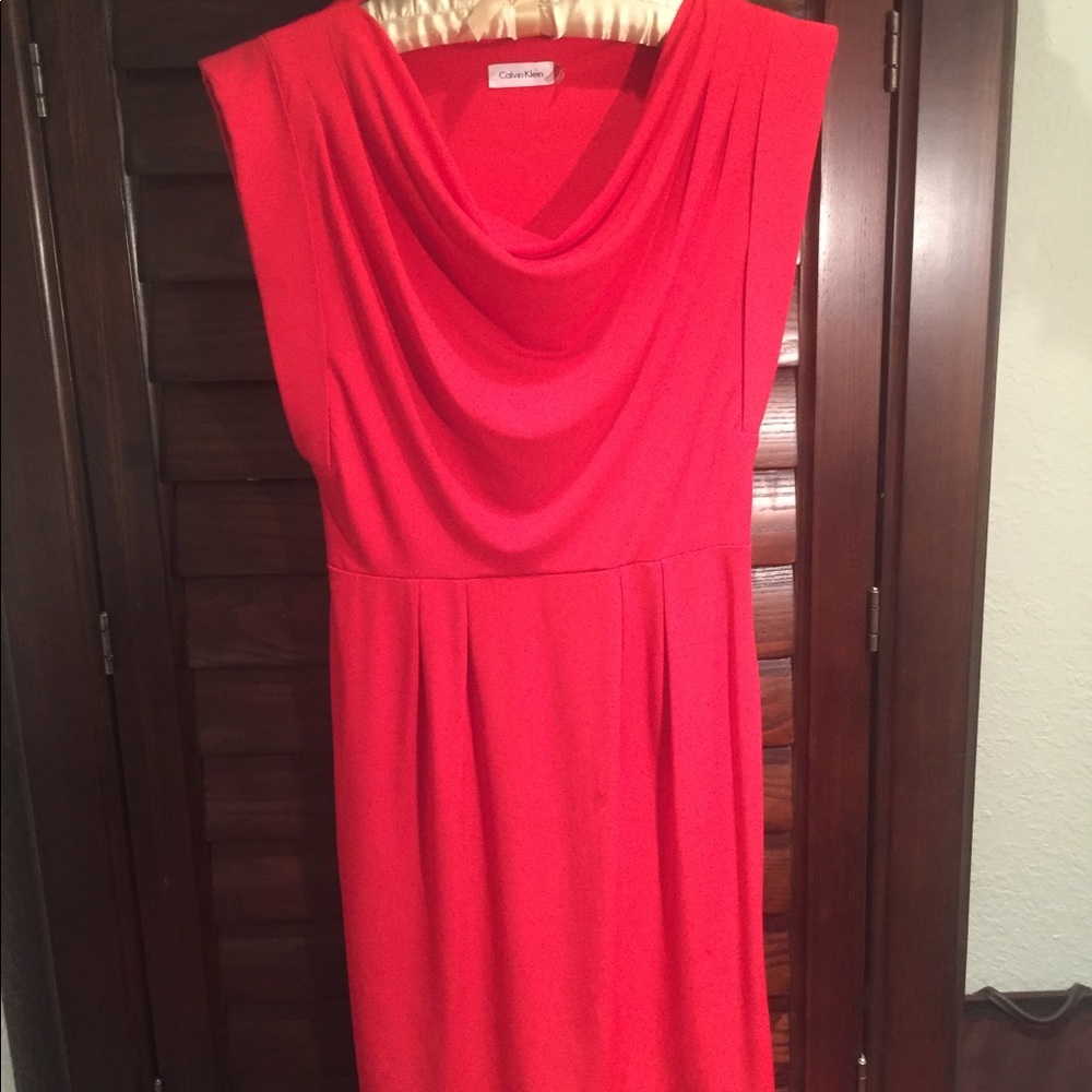Calvin Klein Lipstick Red Draped Dress